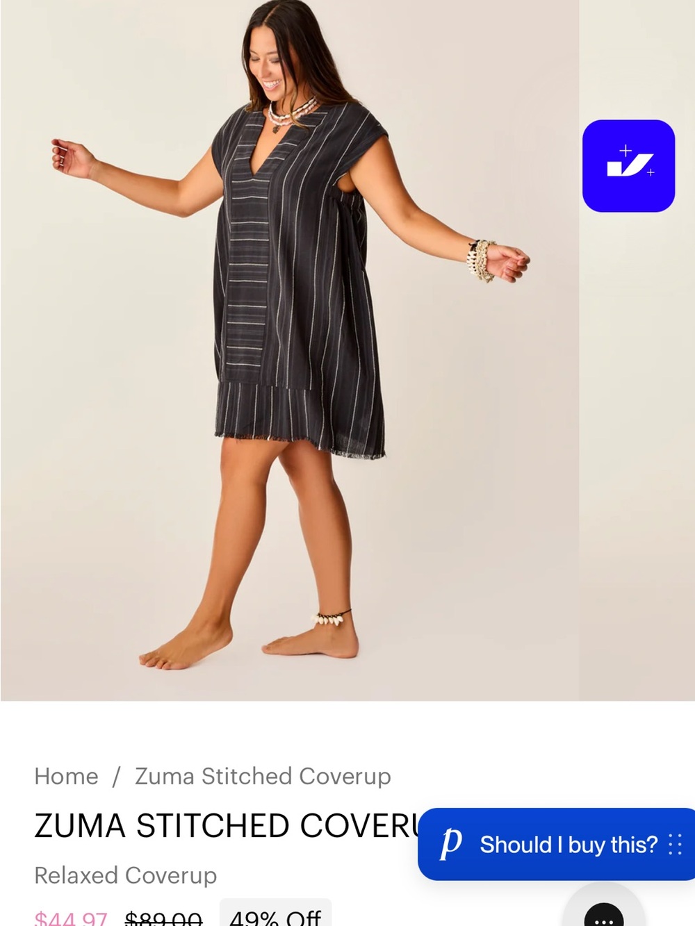 Carve Designs Black & White Striped Stitched Coverup
